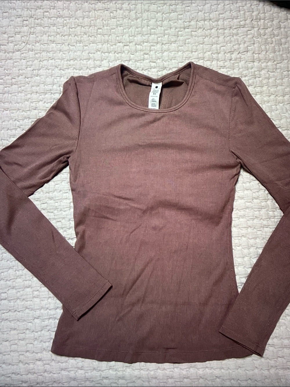 Yogalicious Ribbed Long Sleeve Crewneck Top - Dusty Rose